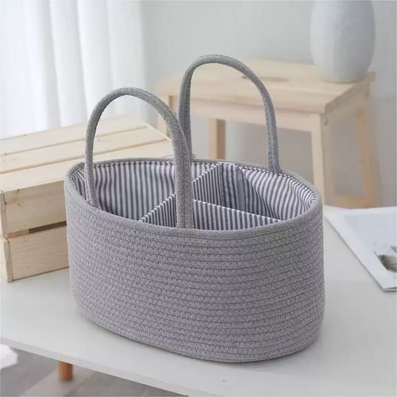 Baby Nursery Basket - Portable Baby Diaper Storage Basket with