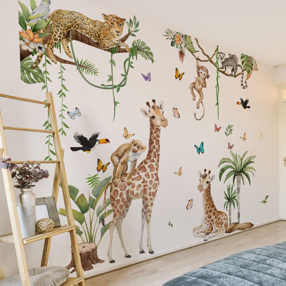 Baby Nursery Jungle Wallpaper - Large Forest Animals Wall Sticker Jungle