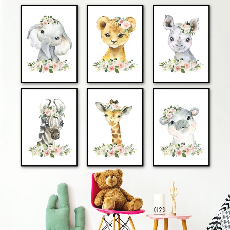 Floral Jungle Animals Canvas P - đánh giá và giá Baby Nursery Jungle Animals