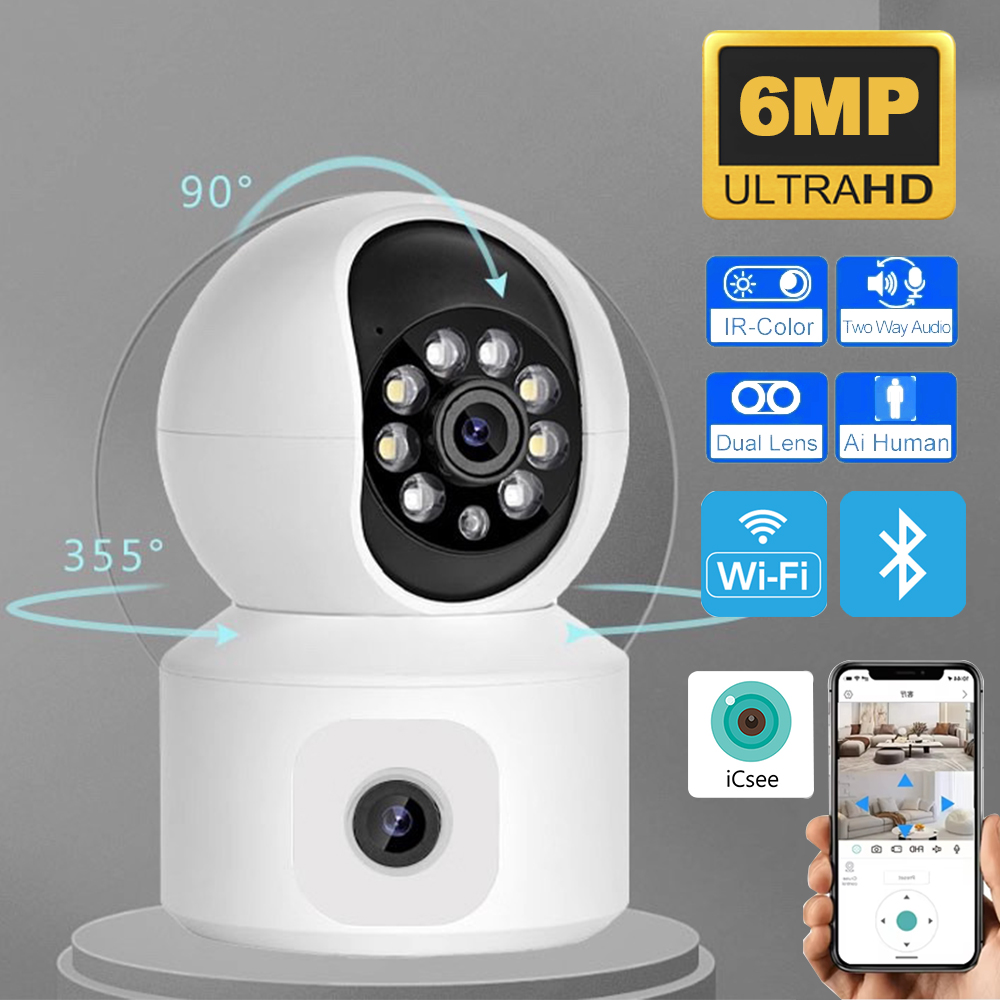 6MP ICSEE WiFi IP Camera Dual  - đánh giá và giá Baby Monitor Split Screen