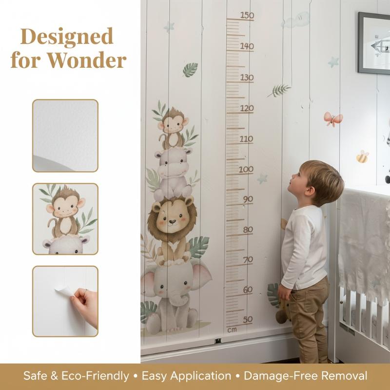 Children's Growth Chart Sticke - đánh giá và giá Baby Nursery Jungle Wallpaper