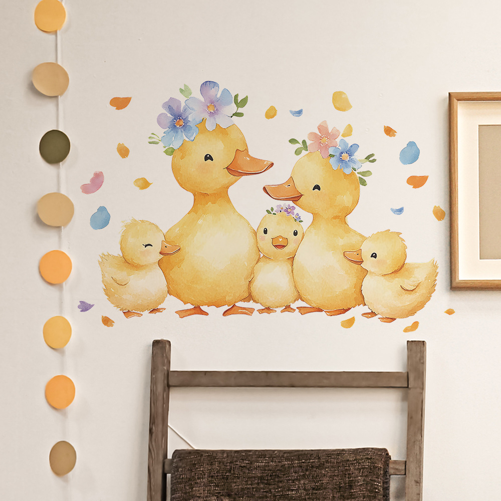 Cartoon Yellow Duck Family Wal - đánh giá và giá Baby Nursery Yellow Walls