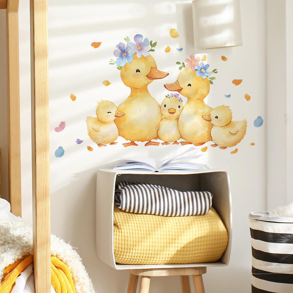 Cartoon Yellow Duck Family Wal - đánh giá và giá Baby Nursery Yellow Walls