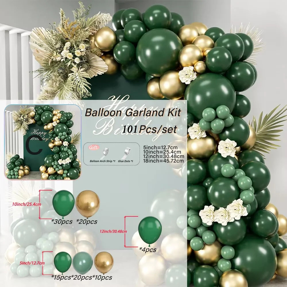101Pcs Green Gold Latex Balloo - đánh giá và giá Baby Nursery Jungle Theme