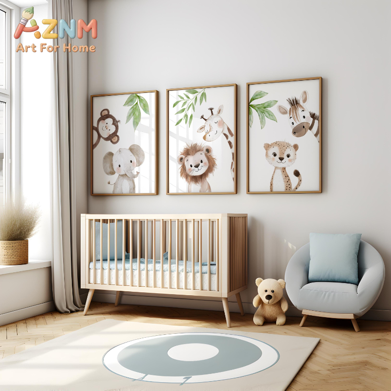 1Pc/3Pcs Safari Animal Nursery - đánh giá và giá Baby Nursery Jungle Theme