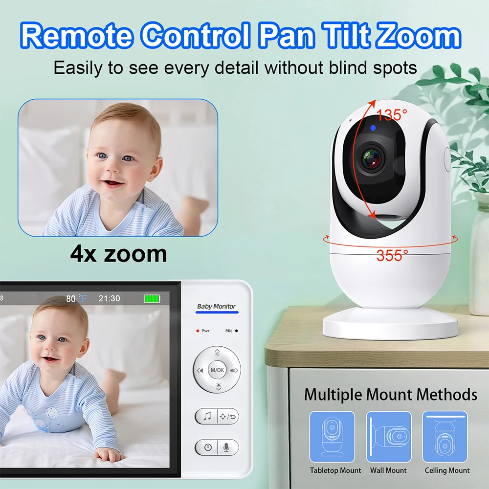 No WiFi 7 Inch Baby Monitor 2- - đánh giá và giá Baby Monitor Split Screen