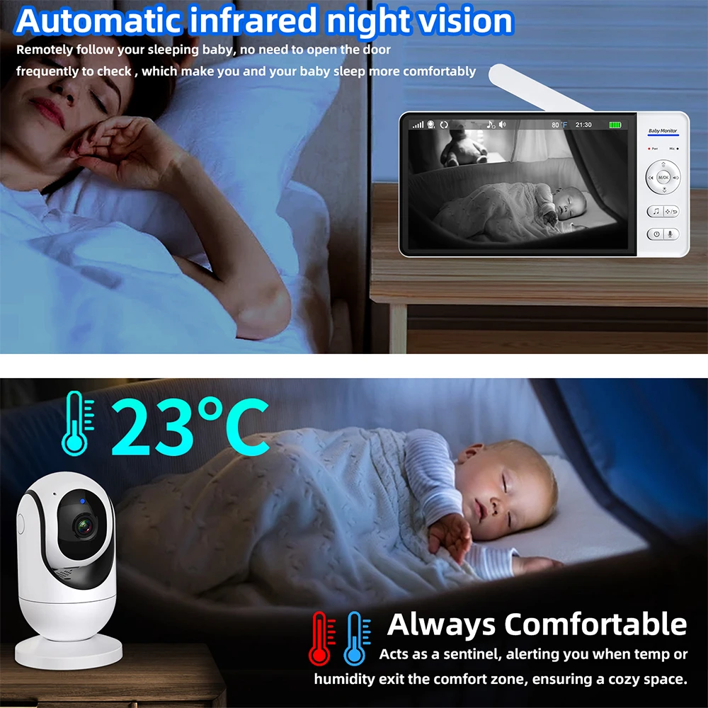 No WiFi 7 Inch Baby Monitor 2- - đánh giá và giá Baby Monitor Split Screen