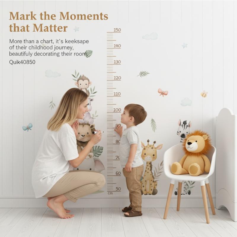 Children's Growth Chart Sticke - đánh giá và giá Baby Nursery Jungle Wallpaper