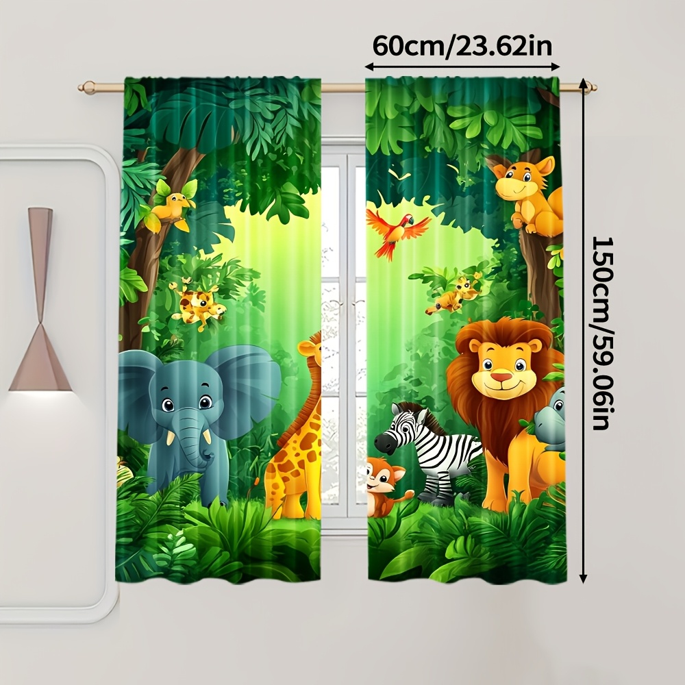 2pcs Cartoon Animal Curtains J - đánh giá và giá Baby Nursery Jungle Animals