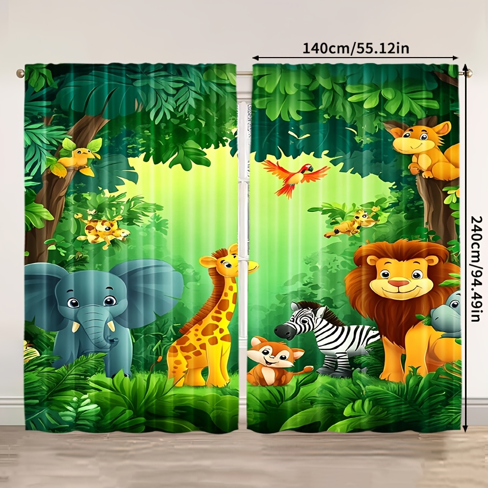 2pcs Cartoon Animal Curtains J - đánh giá và giá Baby Nursery Jungle Animals