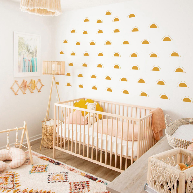 Boho Yellow Orange Half Sun Wa - đánh giá và giá Baby Nursery Yellow Walls