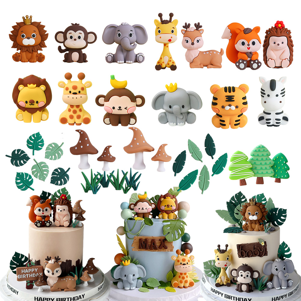 Safari Animal Cake Toppers Set - đánh giá và giá Baby Nursery Jungle Theme