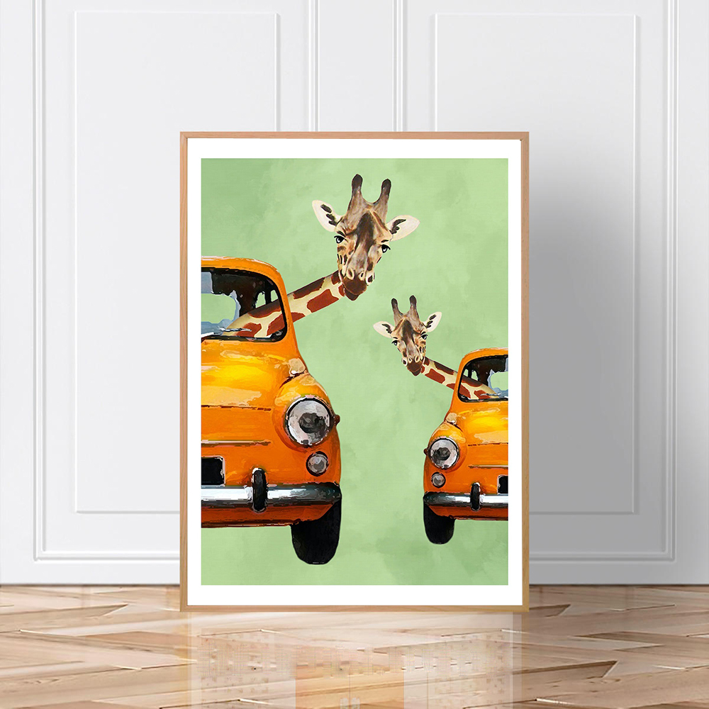 Giraffes In Yellow Cars Cartoo - đánh giá và giá Baby Nursery Yellow Walls