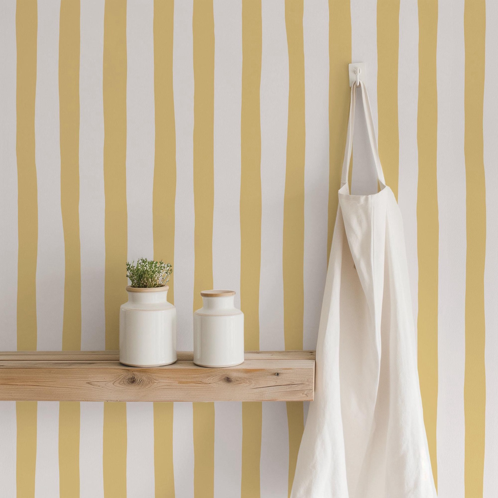 Sunshine Yellow Wobbly Stripes - đánh giá và giá Baby Nursery Yellow Walls