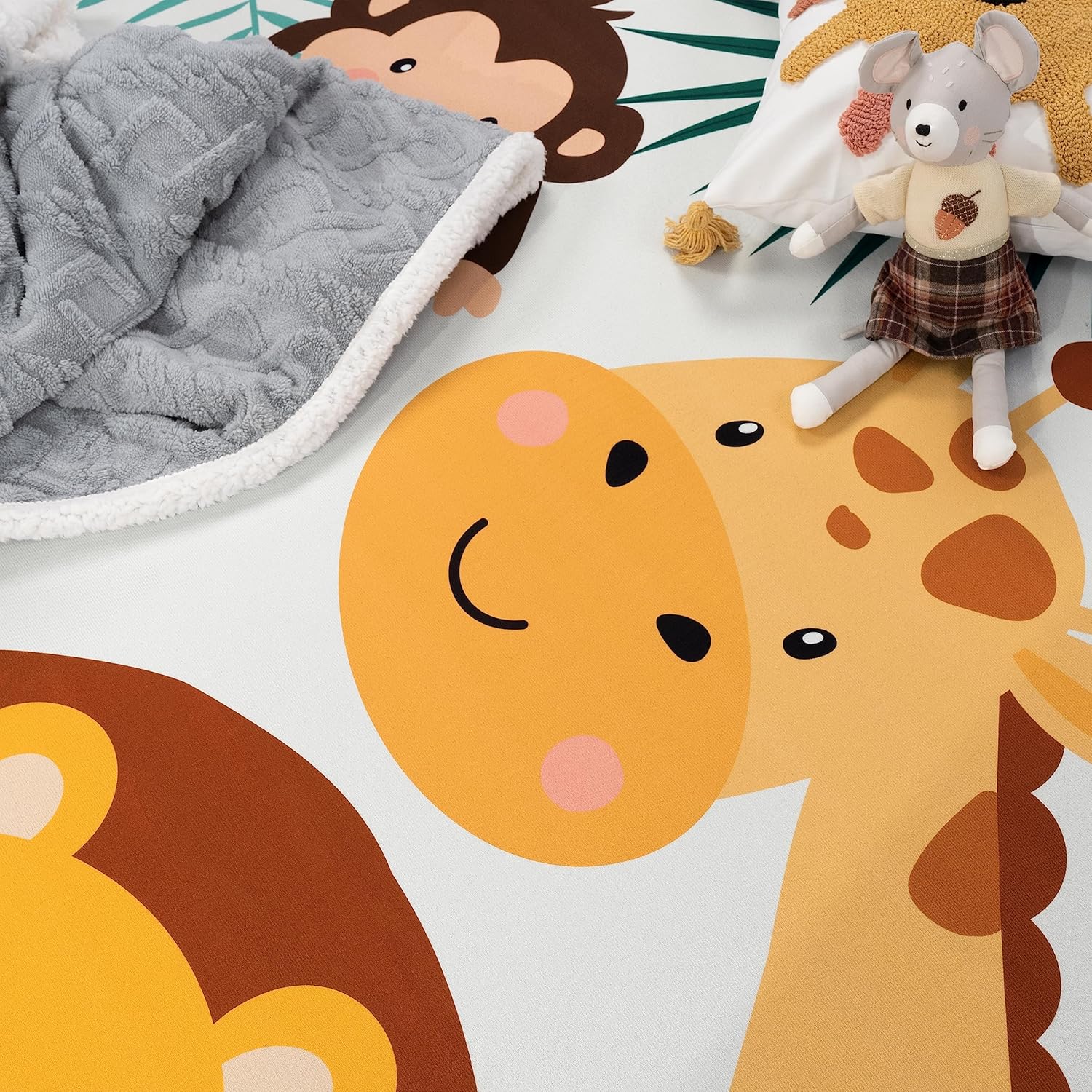 Soft Round Jungle Animal Print - đánh giá và giá Baby Nursery Jungle Theme