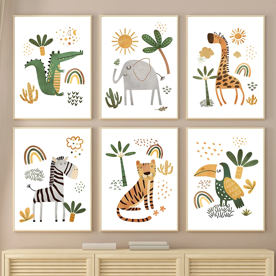 Giraffe Elephant Tiger Zebra T - đánh giá và giá Baby Nursery Jungle Animals