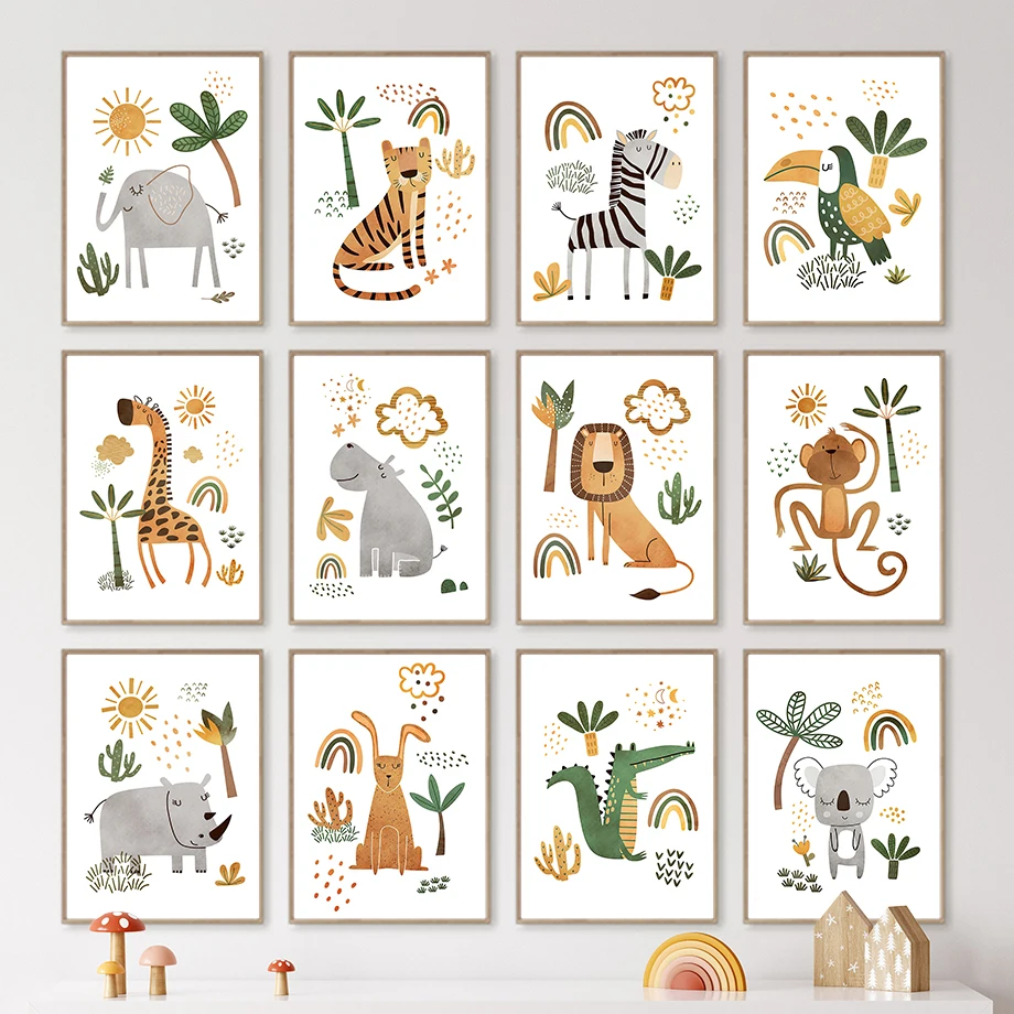 Giraffe Elephant Tiger Zebra T - đánh giá và giá Baby Nursery Jungle Animals