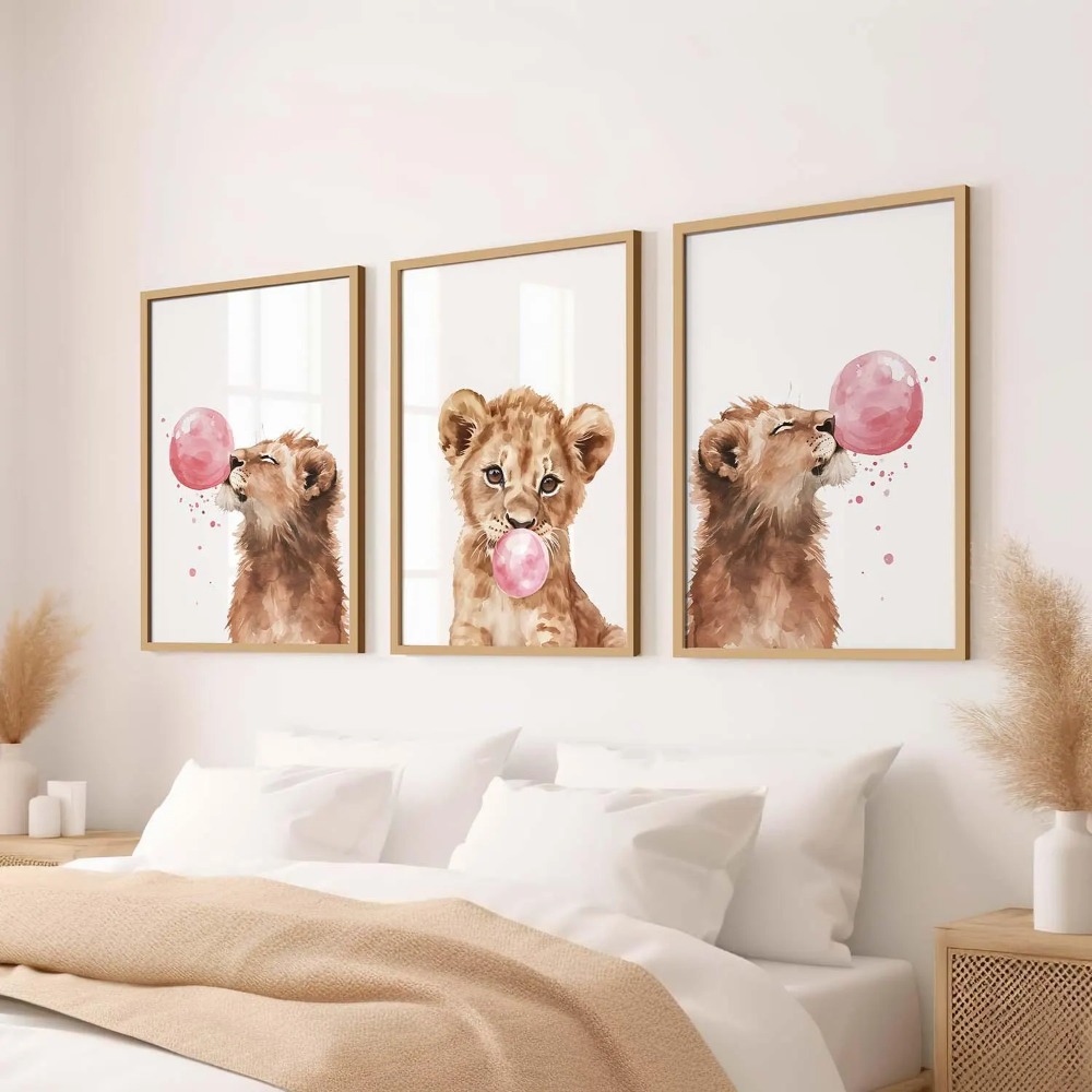 Lion Cub Nursery Wall Art Set  - đánh giá và giá Baby Nursery Jungle Theme