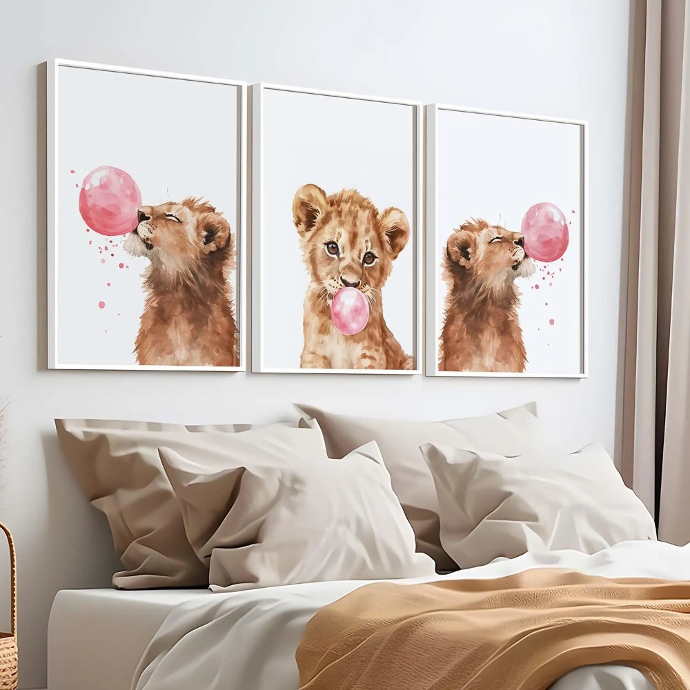 Lion Cub Nursery Wall Art Set  - đánh giá và giá Baby Nursery Jungle Theme