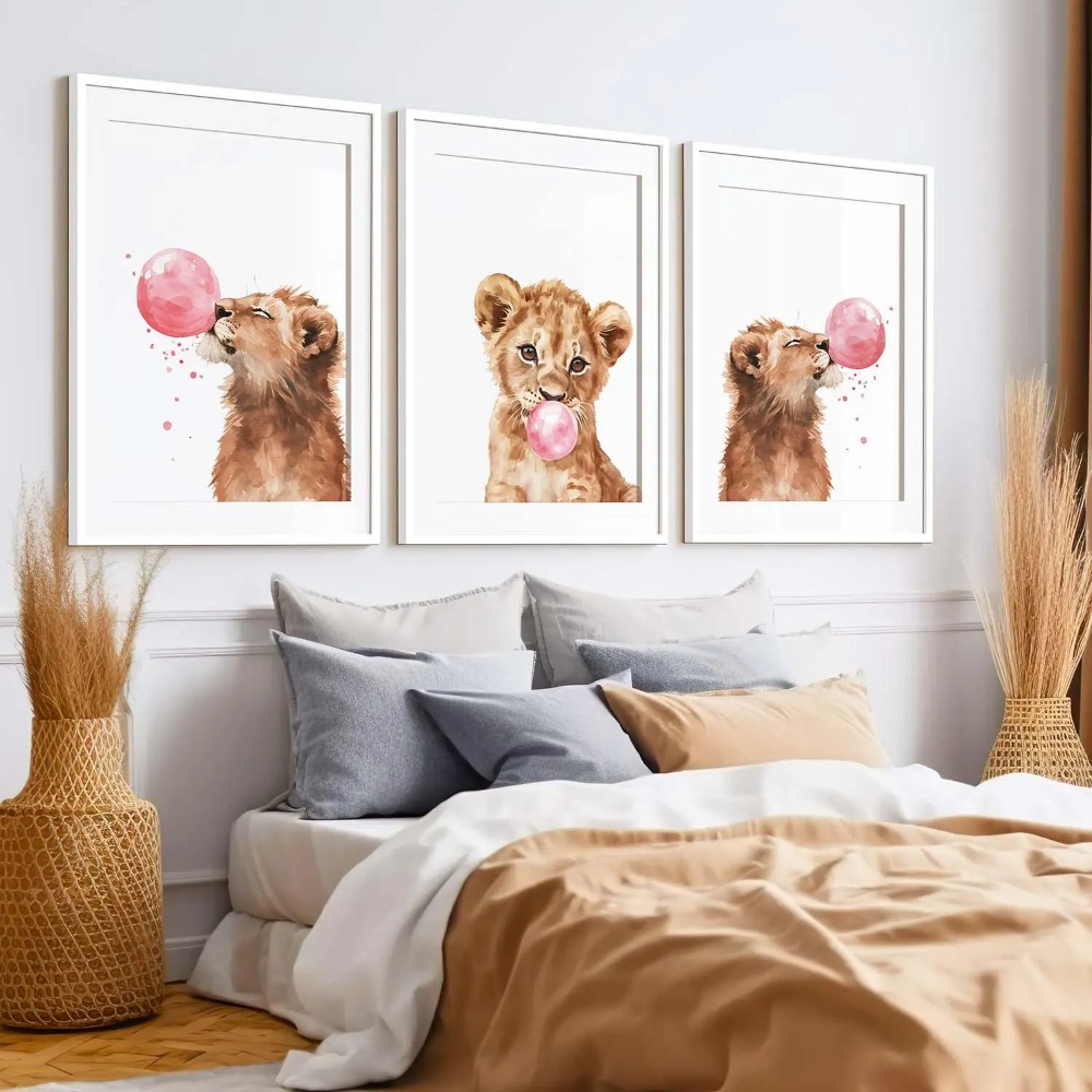 Lion Cub Nursery Wall Art Set  - đánh giá và giá Baby Nursery Jungle Theme