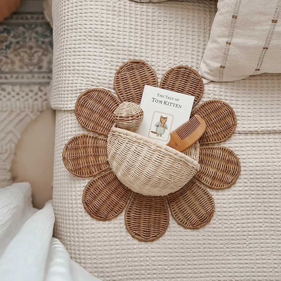 Nordic Sun Flower Hand-woven R - đánh giá và giá Baby Nursery Basket