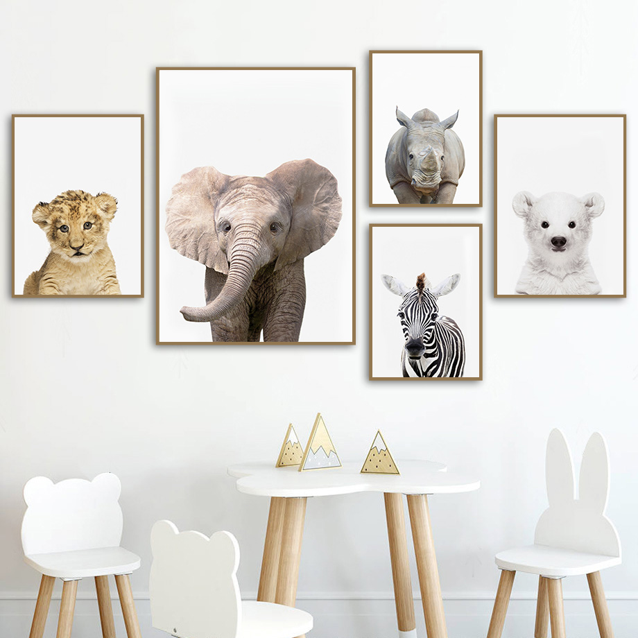 1pc frameless Canvas Painting  - đánh giá và giá Baby Nursery Jungle Animals